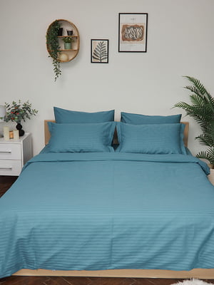Комплект постельного белья Satin Stripe «Stripe Green» двуспальный: пододеяльник: 175х210 см, наволочки: 2х70х70 см | 6572856