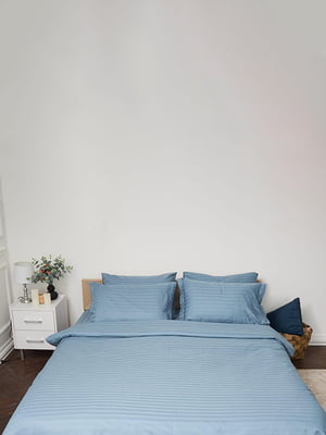 Комплект постельного белья Satin Stripe «Ultramarine» King Size 220x240 см, наволочки: 4х50х70 см | 6572913