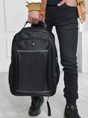 Однотонний рюкзак чорного кольору з USB зарядкою | 6576418