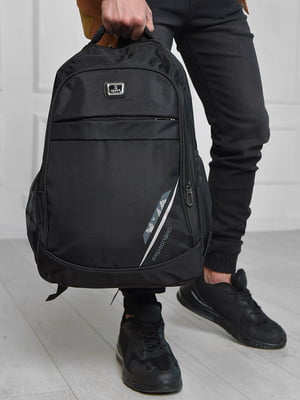 Рюкзак чорного кольору із принтом | 6576431
