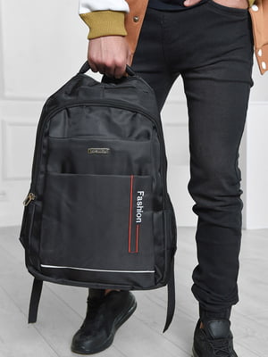 Рюкзак чорного кольору із принтом | 6576435