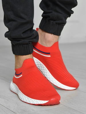 Кросівки червоного кольору без шнурівки | 6494889