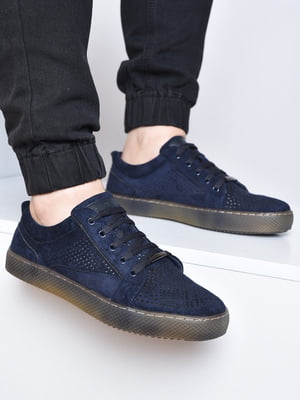 Перфоровані кросівки темно-синього кольору | 6494955