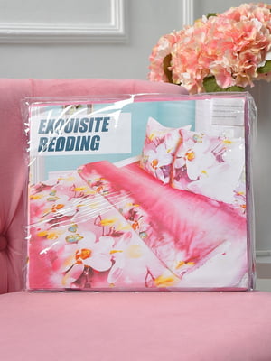 Комплект постельного белья розового цвета с цветочным принтом евро | 6576513