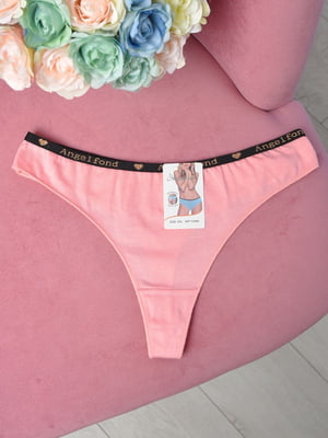 Трусы-стринги розового цвета с логотипом бренда на резинке | 6576683