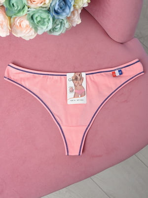 Трусы-стринги розового цвета с логотипом бренда | 6576706