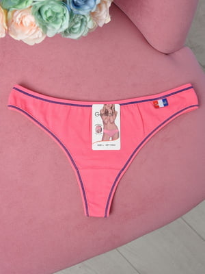 Трусы-стринги розового цвета с логотипом бренда | 6576707