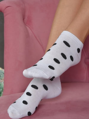Шкарпетки короткі білого кольору в горох | 6577246