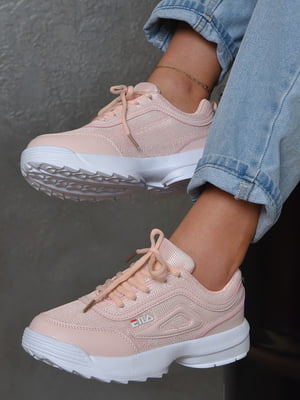 Кросівки рожевого кольору на шнурівці | 6577327