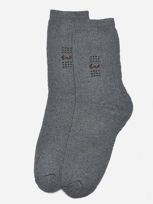 Шкарпетки махрові сірі з малюнком | 6577605