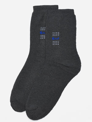 Шкарпетки махрові темно-сірого кольору з малюнком | 6577606