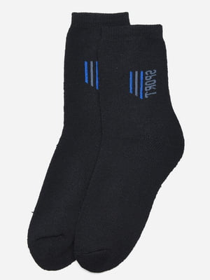 Шкарпетки махрові чорного кольору з малюнком | 6577608