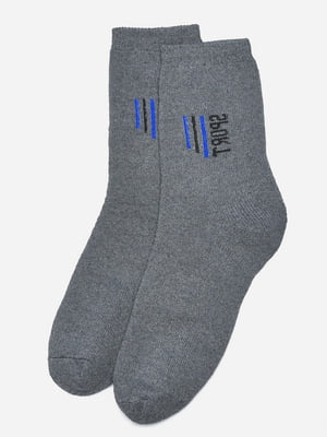 Шкарпетки махрові сірого кольору з малюнком | 6577609