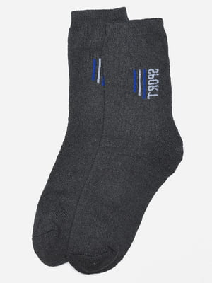 Шкарпетки махрові темно-сірого кольору з малюнком | 6577610