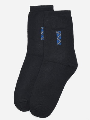Шкарпетки махрові чорного кольору з малюнком | 6577612