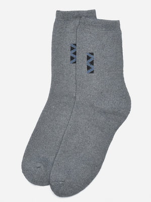 Шкарпетки махрові сірого кольору з малюнком | 6577613
