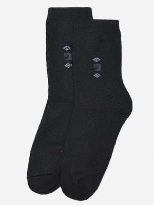 Носки махровые черного цвета с рисунком | 6577616