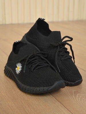 Кросівки чорні з квітковою вишивкою | 6577836