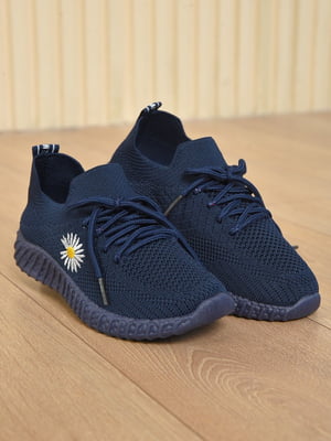 Кросівки темно-сині із квітковою вишивкою | 6577837