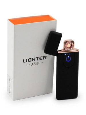Зажигалка USB Supretto с дисплеем ветрозащитная черная | 6578310