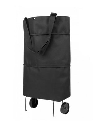 Складная хозяйственная сумка на колесах черного цвета | 6578320