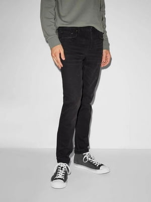Темно-серые джинсы с легкими потертостями | 6578745