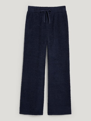 Расклешенные брюки темно-синего цвета мягкой фактуры | 6578762