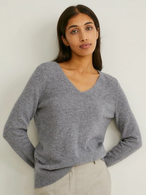 Кашеміровий пуловер темно-сірого кольору | 6578783