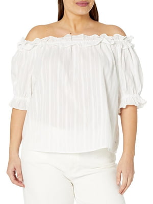 Блуза біла з відкритими плечима | 6581323