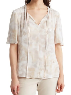Блуза бежевая V-образный вырез с завязками спереди | 6581517
