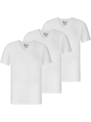 Набір білих футболок з V-подібним вирізом (3 шт) | 6581797