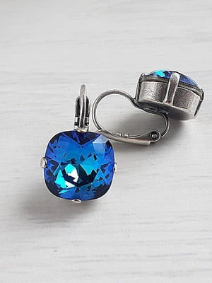 Вінтажні сережки з кристалами Swarovski синьо-бірюзового відтінку | 6583053