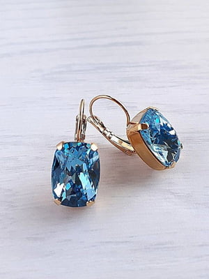 Позолочені сережки із кристалами Swarovski блакитного відтінку | 6583062