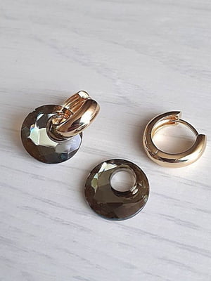 Позолочені сережки з кристалами Swarovski коричнево-гірчичного відтінку | 6583064