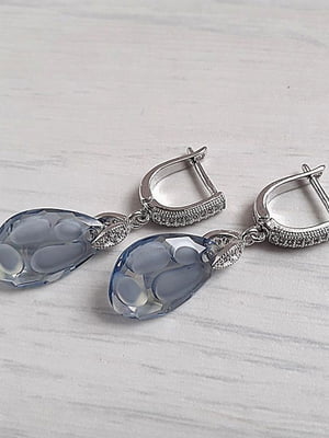 Родовані сережки з кристалами Сваровські у формі морського камінця | 6583101