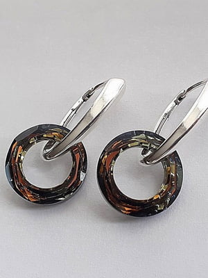 Серебряные серьги с круглыми подвесками Swarovski | 6583215