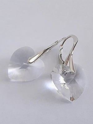 Серебряные серьги с сердечками Swarovski | 6583220