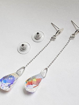 Серебряные серьги-гвоздики с кристаллами Swarovski | 6583221