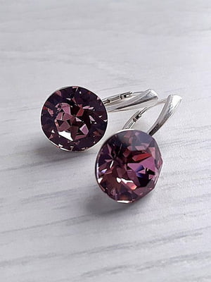 Сережки з кристалами Swarovski бордово-рожевого відтінку | 6583320