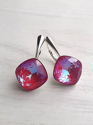 Сережки з кристалами Swarovski червоно-рожевого відтінку | 6583334