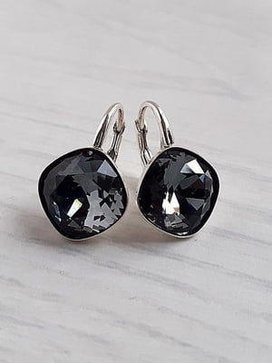 Сережки з кристалами Swarovski сріблясто-чорного відтінку | 6583341