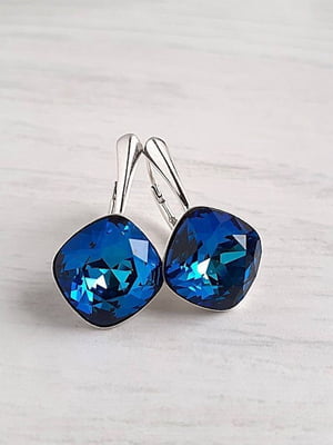 Сережки з кристалами Swarovski синьо-бірюзового відтінку | 6583344