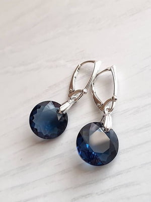 Сережки з кристалами Swarovski синьо-сірого відтінку | 6583345