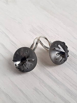 Сережки з кристалами Swarovski чорно-сірого відтінку | 6583354