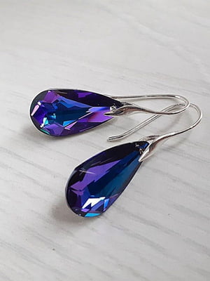 Серьги с кристаллами Сваровски в фиолетово-сине-бирюзовых тонах | 6583362