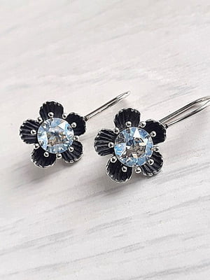 Сережки із чорнінням із кристалами Swarovski у формі квітки | 6583424