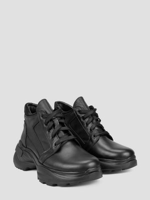 Черные кожаные кроссовки с массивной подошвой | 6583734