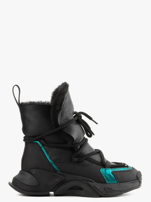 Зимние черные ботинки на шнуровке | 6584024