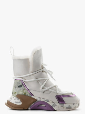Зимние белые ботинки на шнуровке | 6584025