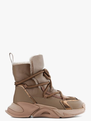 Зимние коричневые ботинки на шнуровке | 6584026